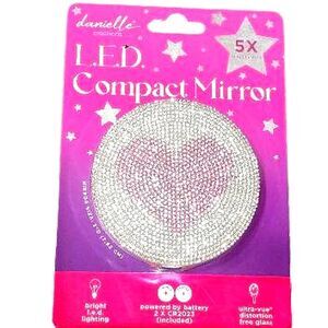 Danielle Creations 5X LED Rhinestone Heart Compact Mirror